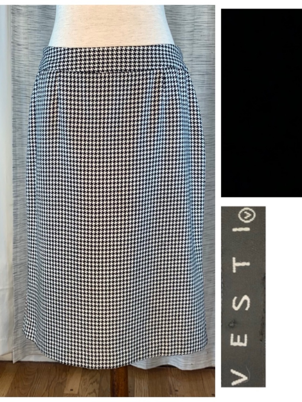 Vesti black and white houndstooth pencil skirt.